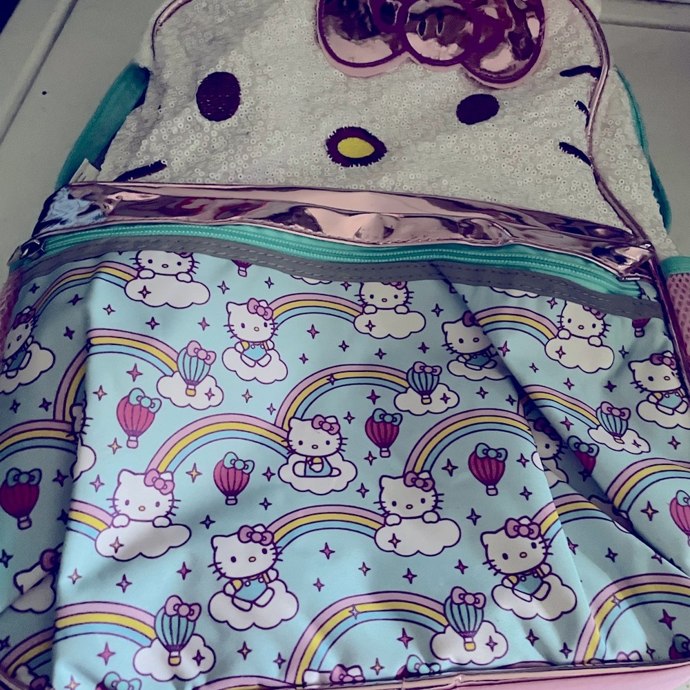 Hello Kitty Kids Backpack - Pink, Blue, and White